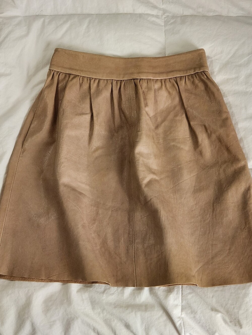 Alice + Olivia Leather Skirt, Tan Size 2 Silk Lined Pockets